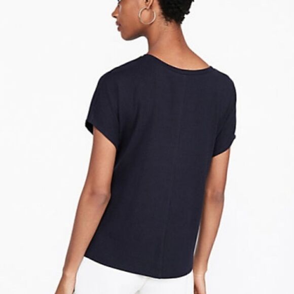 Express Black Ribbed Tie Front Tee Top XS - Picture 7 of 7